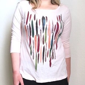 T.la ANTHROPOLOGIE Mirim Seo Feather Shirt